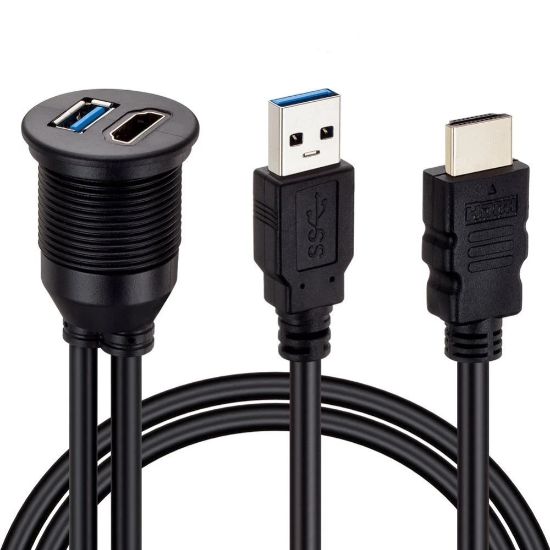 POWERMASTER PM-12428 ARAÇ KONTROL PANELİ USB 3.0 + HDMI UZATMA KABLOSU GÖMME MONTAJ resmi