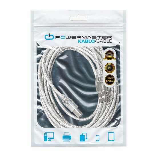 POWERMASTER 5 METRE 2.0V ŞEFFAF USB YAZICI KABLOSU resmi