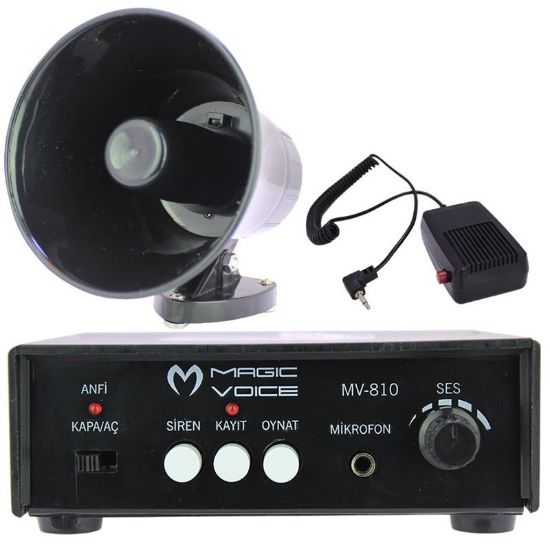 MAGICVOICE MV-800 KAYIT SİREN MİNİ PAZARCI ANFİ SETİ MIKNATISLI (ANFİ+HOPARLÖR+MİKROFON) resmi