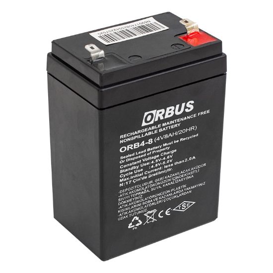 ORBUS ORB4-8 4 VOLT - 8 AMPER AKÜ (68 X 45 X 95 MM) resmi