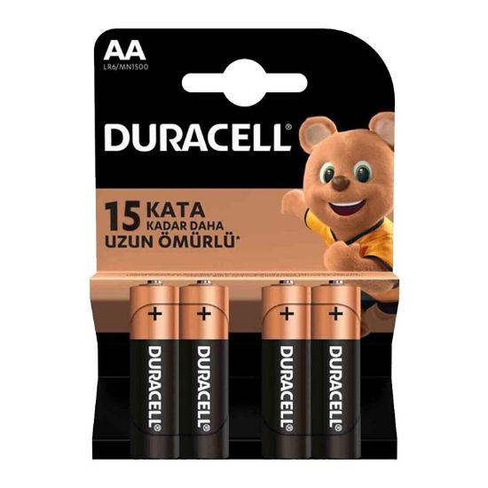 DURACELL LR6/MN1500 AA 1.5 VOLT ALKALİN KALEM PİL (4LÜ PAKET FİYATI) resmi