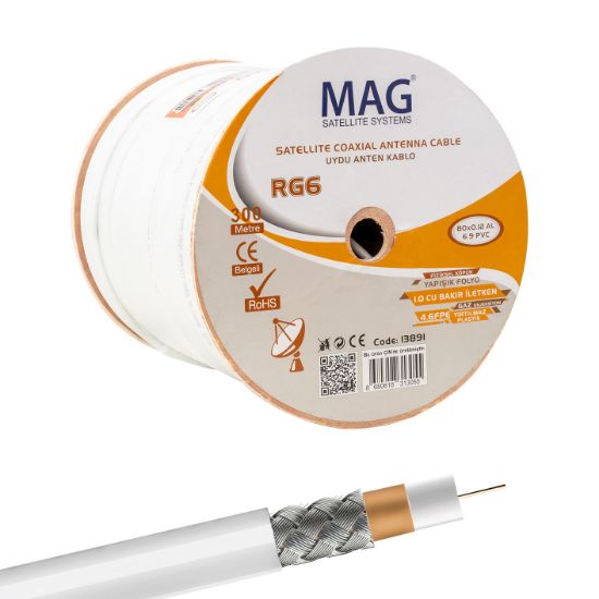 MAG AVANGART RG6/U4 BAKIR SAT1 80 TEL ANTEN KABLOSU (300 METRE) resmi