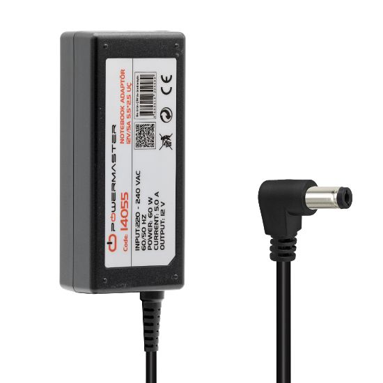 POWERMASTER PM-14055 12 VOLT - 5 AMPER 5.5*2.5 UÇLU PLASTİK KASA MASAÜSTÜ ADAPTÖR resmi