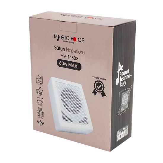 MAGICVOICE MV-14583 16 CM 100 VOLT - 6 WATT 6 BEYAZ DUVAR TİPİ HAT TRAFOLU SÜTUN HOPARLÖR resmi