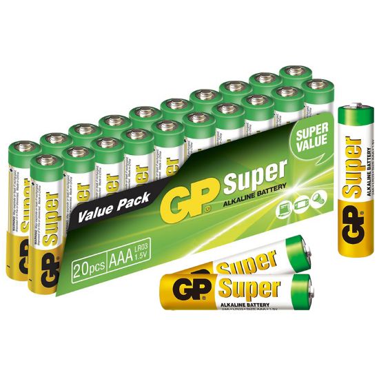 GP 24A-2VS20 AAA/LR03 SUPER ALKALİN AAA İNCE KALEM PİL (20Lİ PAKET) resmi