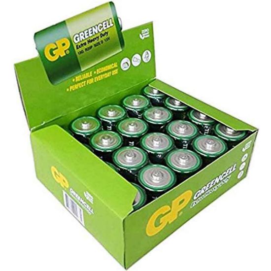 GP 13G 2S2 GREENCELL R20 BÜYÜK D BOY PİL (20Lİ PAKET) resmi