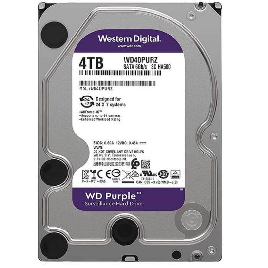 WESTERN DIGITAL PURPLE WD40PURZ/WD42PURZ/WD43PURZ 4 TB SATA 6GB/S 7/24 GÜVENLİK HARDDISK resmi