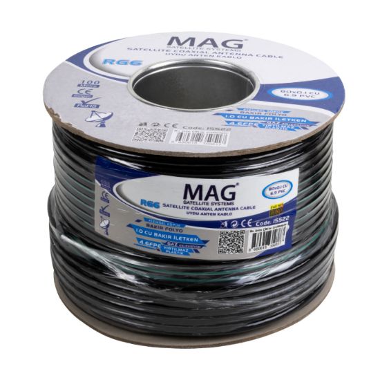 MAG RG6/U6 BAKIR CU/CU 80 TEL YEŞİL ANTEN KABLOSU (100 METRE) resmi