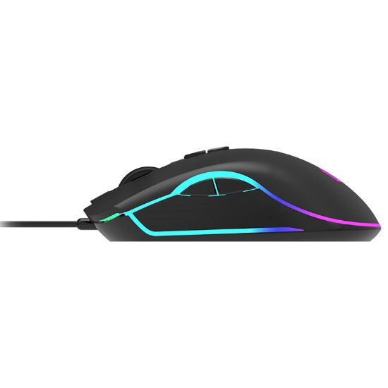 LENOVO LECOO MS108 6400 DPI 7 TTUŞLU KABLOLU RGB LED AYDINLATMALI SİYAH GAMING MOUSE resmi