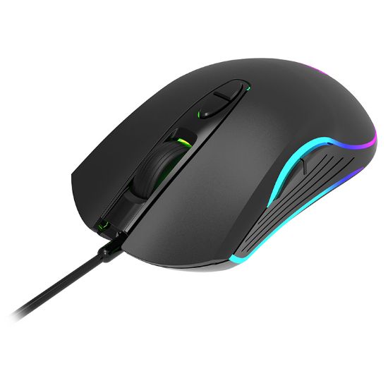 LENOVO LECOO MS108 6400 DPI 7 TTUŞLU KABLOLU RGB LED AYDINLATMALI SİYAH GAMING MOUSE resmi