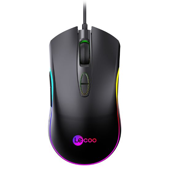 LENOVO LECOO MS108 6400 DPI 7 TTUŞLU KABLOLU RGB LED AYDINLATMALI SİYAH GAMING MOUSE resmi