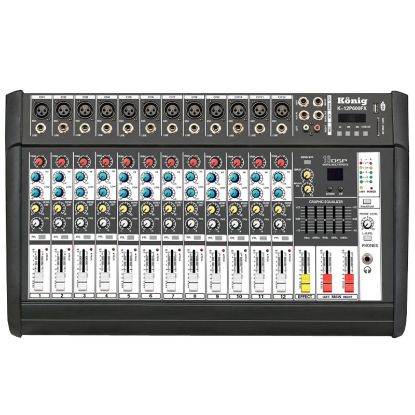 KÖNİG K-12P 600FX 2X300 WATT 12 XRL GİRİŞ USB/SD POWER MIXER resmi