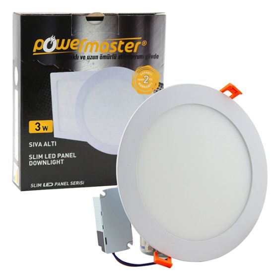 POWERMASTER 6 WATT 3000K 106 MM SIVA ALTI GÜNIŞIĞI YUVARLAK SLIM LED-ECO SPOT PANEL resmi