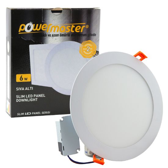 POWERMASTER 6 WATT SIVA ALTI 6500K BEYAZ 106 MM YUVARLAK SLIM LED-ECO SPOT PANEL resmi