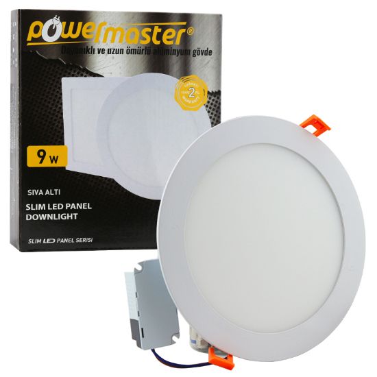 POWERMASTER 9 WATT 3000K 130 MM SIVA ALTI GÜNIŞIĞI YUVARLAK SLIM LED-ECO SPOT PANEL resmi