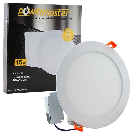 POWERMASTER 15 WATT 3000K 185 MM SIVA ALTI GÜNIŞIĞI YUVARLAK SLIM LED-ECO SPOT PANEL resmi