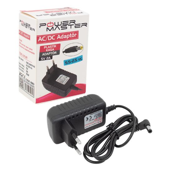 POWERMASTER PM-1660 5 VOLT- 2 AMPER - 10 WATT 5.5*2.5 L UÇLU PRİZ TİPİ ADAPTÖR resmi