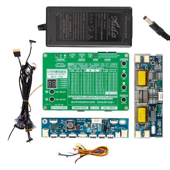 LVDS LCD TESTER T-60S LCD/LED TV PANEL TEST CİHAZI + 14 PARÇA KABLO +2 PARÇA INVERTER + ADAPTÖR resmi