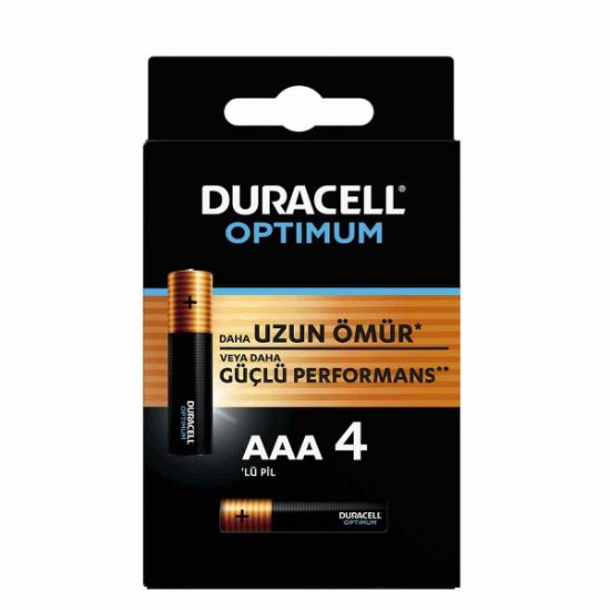 DURACELL OPTIMUM MX2400 1.5 VOLT ALKALİN AAA İNCE KALEM PİL (4LÜ PAKET) resmi