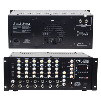 MAGICVOICE MV-300EU-TR 300 WATT 6 MİK. GİRİŞLİ USB*BT TRAFOLU MIXER KÜP ANFİ resmi