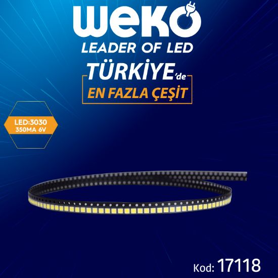 LEDBAR LEDLERİ 3030 350 MA 6V (BÜYÜK EKSİ KÜÇÜK ARTI) resmi