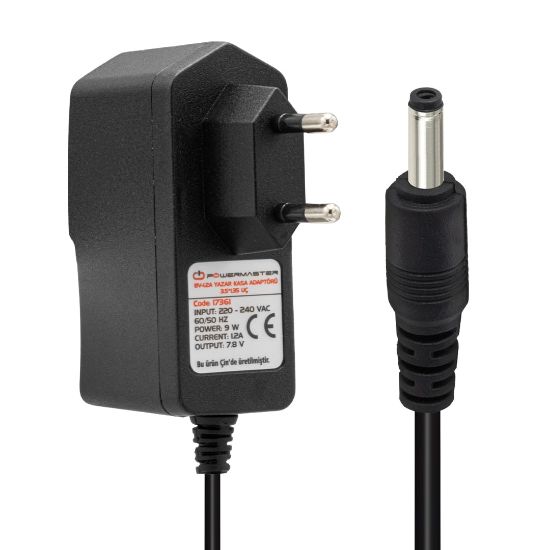 POWERMASTER EY-12W-8P 7.8 VOLT - 1.2 AMPER 3.5*1.35 UÇLU PLASTİK KASA ADAPTÖR resmi