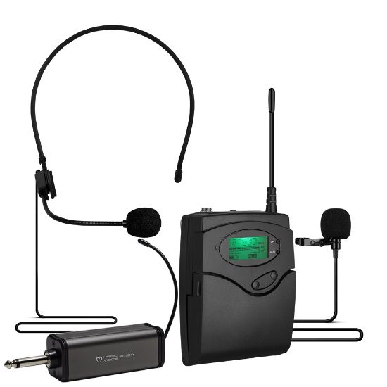 MAGICVOICE MV-1303Y UHF 1 YAKA + 1 HEADSET KABLOSUZ TELSİZ MİKROFON resmi