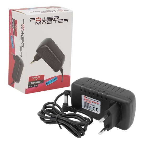 POWERMASTER 14 VOLT - 1.7 AMPER - 24 WATT 5.5*2.5 L UÇLU PLASTİK KASA PRİZ TİPİ ADAPTÖR resmi