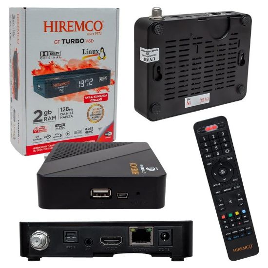 HIREMCO GT TURBO V8D+ HD IP TV PLUS ETHERNETLİ LINUX TABANLI DAHİLİ WİFİ FULL HD MİNİ UYDU ALICISI resmi