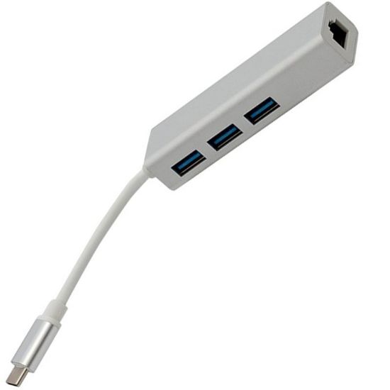 POWERMASTER PM-18229 USB TYPE-C 3.0 3 PORT HUB + GIGABIT ETHERNET ADAPTÖR resmi