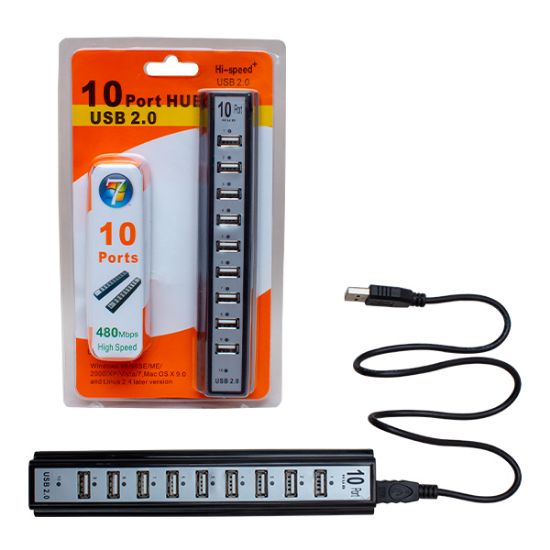 POWERMASTER PM-18235 USB 2.0 10 PORT ADAPTÖRLÜ USB HUB ÇOKLAYICI resmi