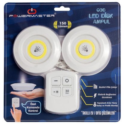 POWERMASTER 150 LÜMEN COB LED YUVARLAK BEYAZ KUMANDALI ÇİFT AMPÜL resmi