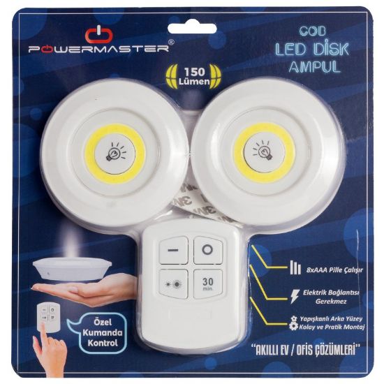 POWERMASTER 150 LÜMEN COB LED YUVARLAK BEYAZ KUMANDALI ÇİFT AMPÜL resmi