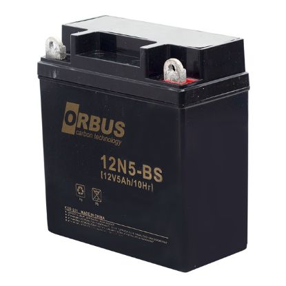 ORBUS 12N5-BS 12 VOLT - 5 AMPER ASİT İÇİNDE KARBON MOTOSİKLET AKÜSÜ resmi