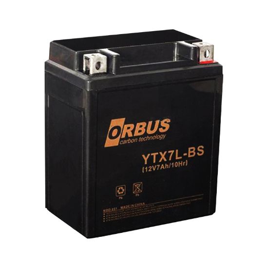 ORBUS YTX7L-BS 12 VOLT - 7 AMPER ASİT İÇİNDE KARBON MOTOSİKLET AKÜSÜ resmi