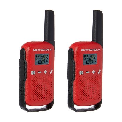MOTOROLA TLKR-T42 KIRMIZI PMR EL TELSİZİ 2Lİ PAKET (4 KM)(3 ADET İNCE PİL) resmi