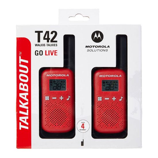 MOTOROLA TLKR-T42 KIRMIZI PMR EL TELSİZİ 2Lİ PAKET (4 KM)(3 ADET İNCE PİL) resmi