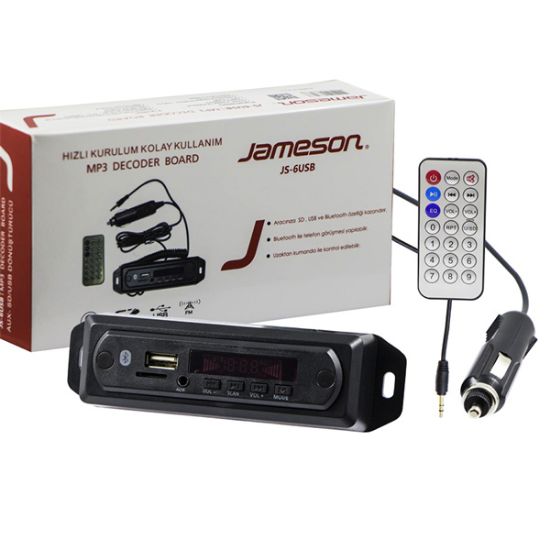 JAMESON JS-6USB MİKROFONLU BLUETOOTH/AUX USB/SD/MMC KUMANDALI OTO TEYP ÇEVİRİCİ DİJİTAL PLAYER resmi