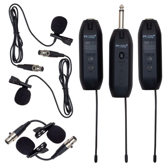 MAGICVOICE MV-19596 UHF ENSTRÜMAN TİP KABLOSUZ MİKROFON ÜÇLÜ SET(KÜRSÜ-YAKA MİKROFONLU)(XLRLİ) resmi