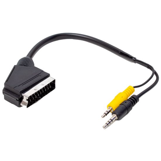 3.5 MM STEREO ERKEK/SCART KABLO 35 CM UZUN VE KISA JACK BİR ARADA NEXT 64 AV UYDU ALICISI AV KABLO resmi