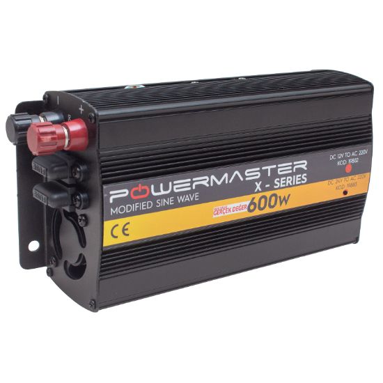 POWERMASTER PWR600-24 TEK DİJİTAL EKRAN 24 VOLT - 600 WATT MODIFIED SINUS WAVE INVERTER resmi