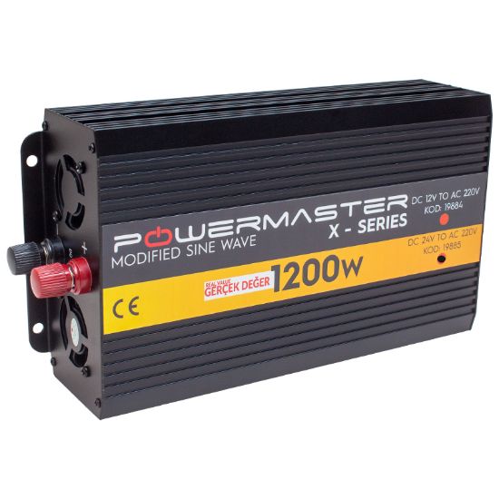 POWERMASTER PWR1200-24 TEK DİJİTAL EKRAN 24 VOLT - 1200 WATT MODIFIED SINUS WAVE INVERTER resmi