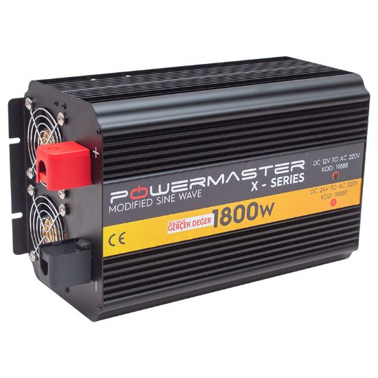 POWERMASTER PWR1800-12 ÇİFT DİJİTAL EKRAN 12 VOLT - 1800 WATT MODIFIED SINUS WAVE INVERTER resmi