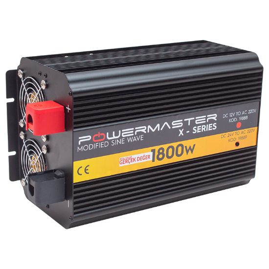 POWERMASTER PWR1800-24 ÇİFT DİJİTAL EKRAN 24 VOLT - 1800 WATT MODIFIED SINUS WAVE INVERTER resmi