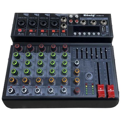 KÖNİG K-502 FX USB/BLUETOOTH 7 BANT EQ 6 KANAL DECK MIXER resmi