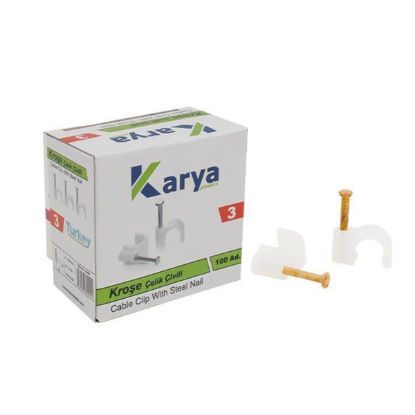 KARYA 3 NUMARA ÇELİK ÇİVİLİ 7 MM KROŞE (100LÜ POŞET)(2X1.5 - 3X1.5 TTR KABLOLAR İÇİN) resmi