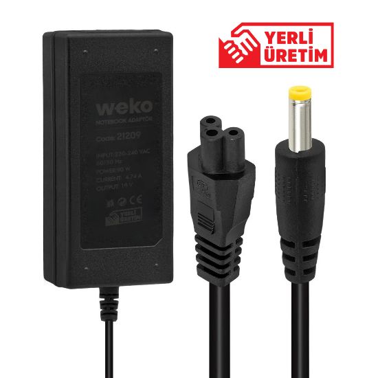 WEKO 19 VOLT - 4.74 AMPER - 90 WATT 4.8*1.7 UÇLU YERLİ ÜRETİM NOTEBOOK ADAPTÖR resmi