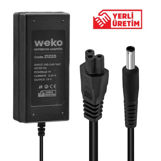 WEKO 19 VOLT - 3.42 AMPER - 65 WATT 4.5*3.0 UÇLU YERLİ ÜRETİM NOTEBOOK ADAPTÖR resmi