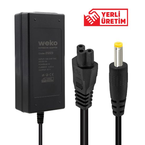 WEKO 20 VOLT - 3.25 AMPER - 65 WATT 4.0*1.7 UÇLU YERLİ ÜRETİM NOTEBOOK ADAPTÖR resmi