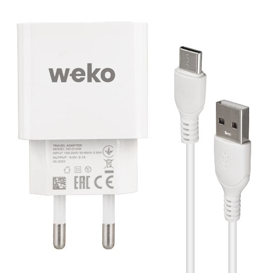 WEKO WK-21435 M7 2.1 AMPER ŞARJ BAŞLIK ADAPTÖRÜ + TYPE-C KABLO (NO:3) resmi